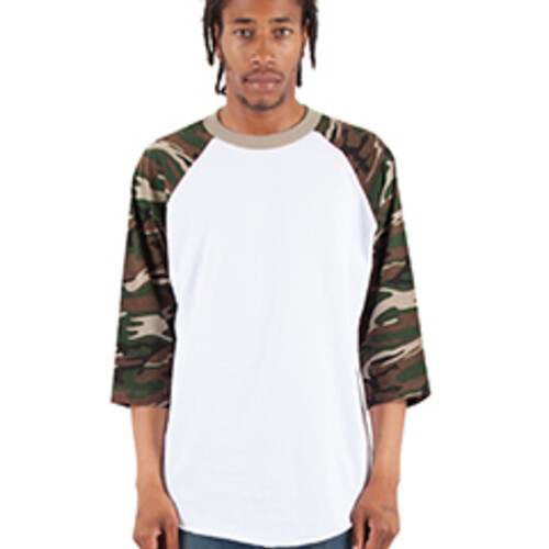 Shaka Wear Adult Three-Quarter Sleeve Camo Raglan T-Shirt SHRAGCM Adult Three-Quarter Sleeve Camo Raglan T-Shirt Thumbnail