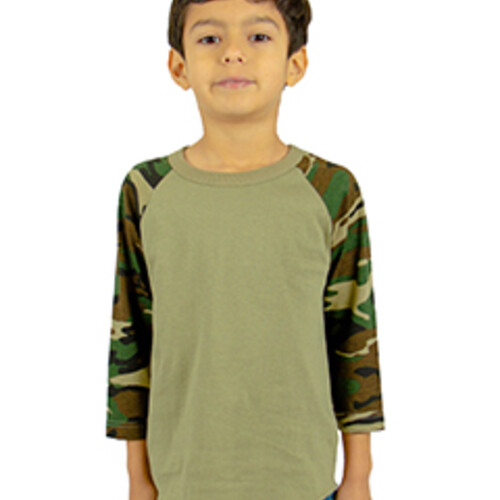 Shaka Wear Youth Three-Quarter Sleeve Camo Raglan T-Shirt SHRAGCY Youth Three-Quarter Sleeve Camo Raglan T-Shirt Thumbnail