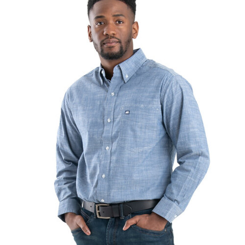 Berne Apparel Men's Foreman Flex180 Chambray Button-Down Woven Shirt SH28 Men's Foreman Flex180 Chambray Button-Down Woven Shirt Thumbnail
