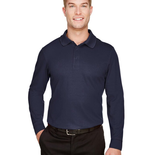 Men's Tall CrownLux Performance® Plaited Long Sleeve Polo Thumbnail