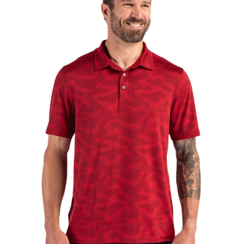 Cutter & Buck Coastline Recycled Double Peached Camo Print Mens Polo Thumbnail