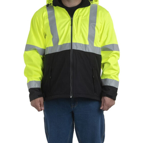 Men's Tall Hi-Vis Class 3 Hooded Soft Shell Jacket Thumbnail