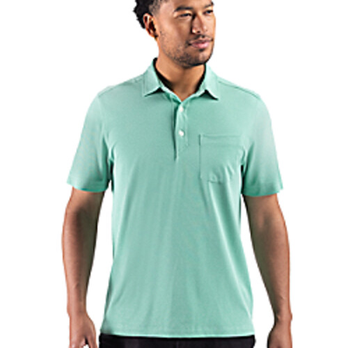 Cutter & Buck Virtue Recycled Heathered Featherlight Pique Mens Pocket Polo Thumbnail