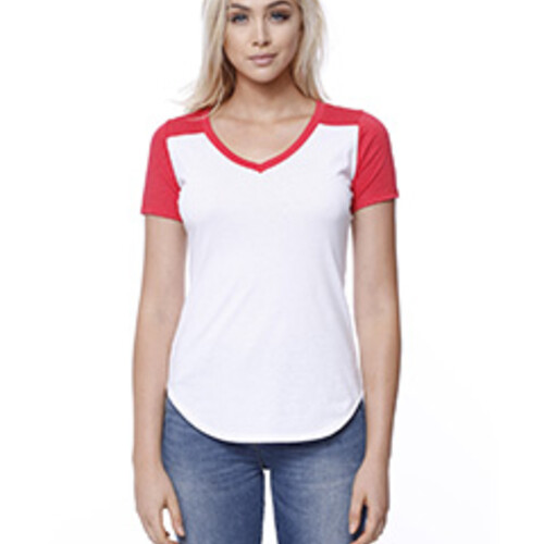 StarTee Ladies' CVC Varsity V-Neck T-Shirt ST1432 Ladies' CVC Varsity V-Neck T-Shirt Thumbnail