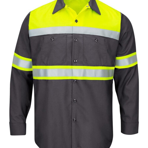 Red Kap Men's Tall Hi-Visibility Colorblock Ripstop Long Sleeve Work Shirt SY70T Men's Tall Hi-Visibility Colorblock Ripstop Long Sleeve Work Shirt Thumbnail