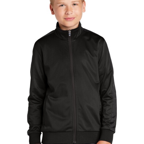 Sport Tek Youth Tricot Sleeve Stripe Track Jacket YST94 Youth Tricot Sleeve Stripe Track Jacket Thumbnail