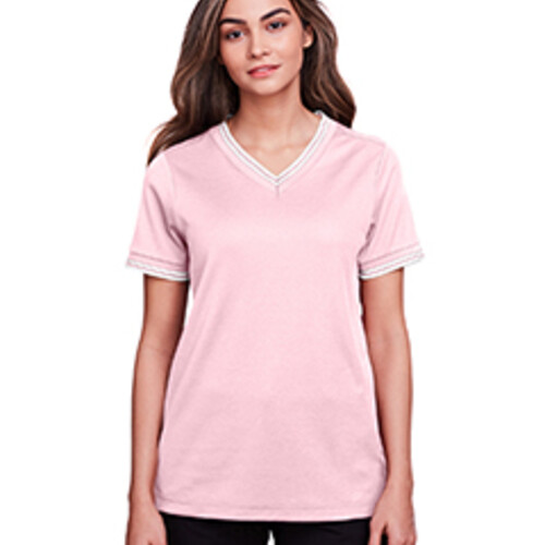 Devon & Jones CrownLux Performance® Ladies' Plaited Tipped V-Neck Top DG20CW CrownLux Performance® Ladies' Plaited Tipped V-Neck Top Thumbnail