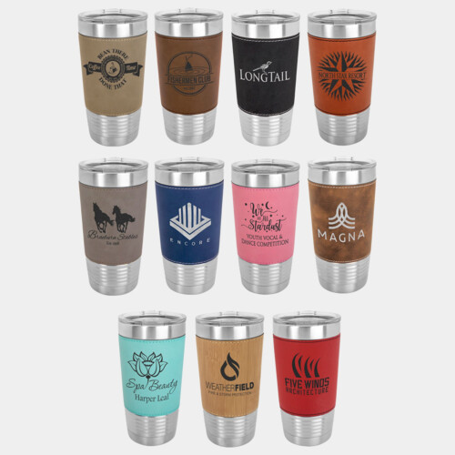 20 oz. Leatherette Polar Camel Tumbler with Clear Lid Thumbnail