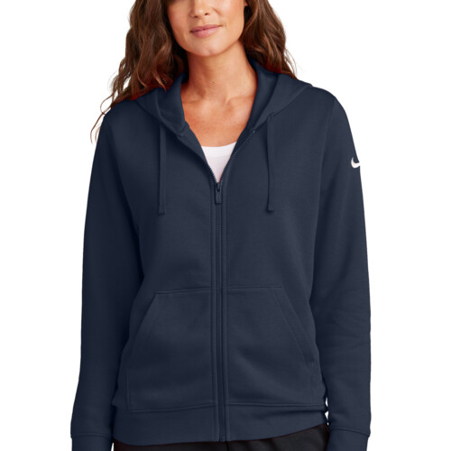 Nike Women's Club Fleece Sleeve Swoosh Full Zip Hoodie NKFD9890 Women's Club Fleece Sleeve Swoosh Full Zip Hoodie Thumbnail